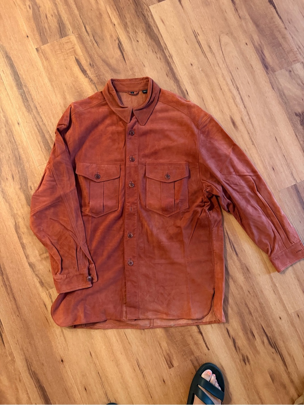 Men's the Territory Ahead Rust Red 100% Leather Shirt Jacket Size L
